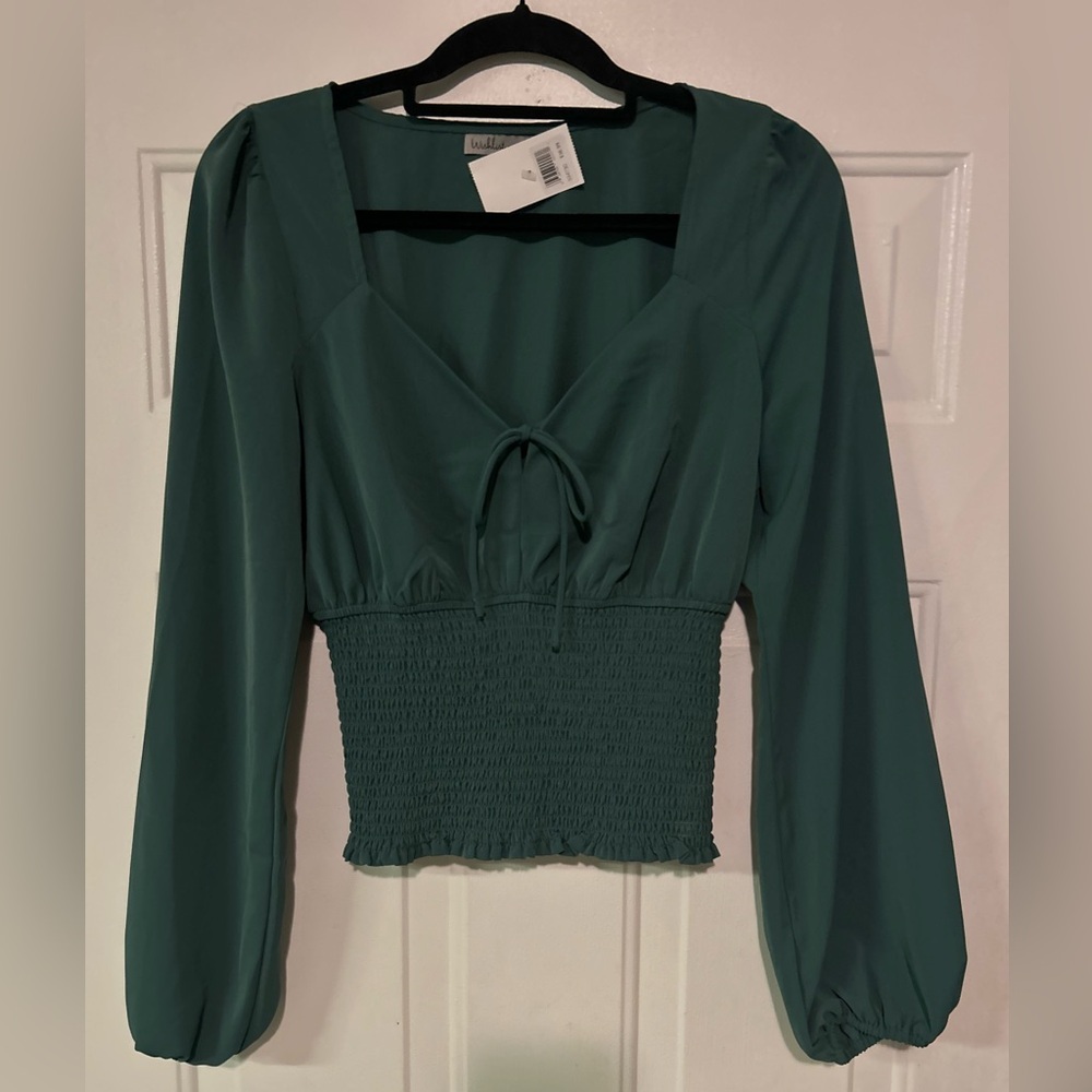 Wishlist Apparel Smocked Chiffon Women's‎ Top-Size Medium-Balloon Sleeves